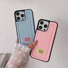 Summer Women Leather Phone Case Suitable For Apple 14 Plus 13pro 12 Promax Simplicity Candy Colored Phones Soft Cases Letters Lable Covers