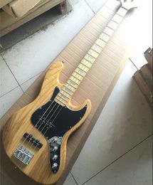 High Quality Natural Wood 4 String Jazz Electric Bass Guitar Basswood Body Maple Neck Fingerboard Chrome Hardware 9V Active Battery