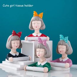 Toilet Paper Holders Cute Girl Paper Towel Rack PunchFree Towel Rack Resin Bathroom Accessories Toilet Paper Holder Kitchen Home Storage Rack 231005