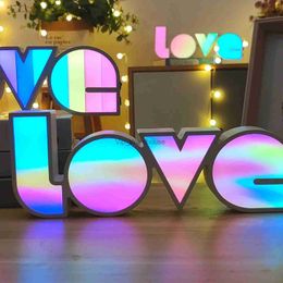 Table Lamps Love Neon Lights Letter LOVE LED Letter Sign Night Light Marquee Table Lamp Lanterns Nightlight For Christmas Wedding Decoration YQ231006