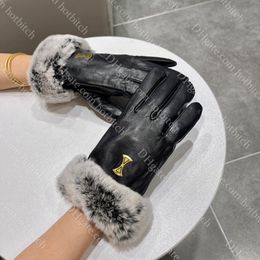 Rabbit Fur Glove For Women High Quality Leather Glove Designer Womens Winter Warm Cycling Driving Mittens