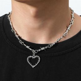 Chains Small Wire Brambles Iron Unisex Choker Necklace For Men Women Hip-hop Gothic Punk Barbed Little Thorns Heart Chain250b