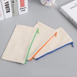 Storage Bags Canvas Zipper Pencil Case Pen Bag High Capacity Cosmetic Brush Student Stationery Articles LX7940