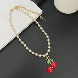 Chains Fashion Designer Pearl Cherry Necklace Women High Quality Jewellery Girl Gift Trend