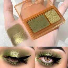 Eye Shadow 2 Colors Eye Shadow Palette Matte Glitter Green Eyeshadow Neon Nude Red Eye Shadow Pigments Shadow Professional Makeup Palette 231006