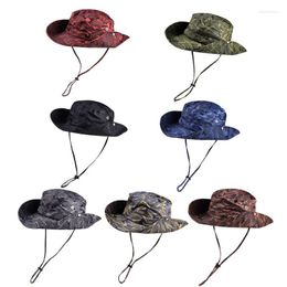 Berets Unisex Outdoor Wide Brim Camouflage Boonie Bucket Hat For Sun Protection Fis