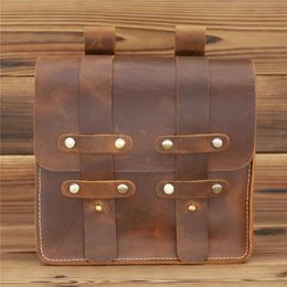 Waist Bags Genuine Leather Waist Packs Men Waist Bags Fanny Pack Belt Bag Phone Bags Travel Waist Pack Male Crazy Horse Waist Bag 231006