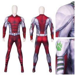 Man Cosplay Zentai Suit Disguise Beast Costume Red Jumpsuit with Mask Spandex 3d Printed Bodysuit Fancy Dresscosplay