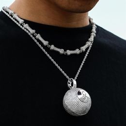 Iced Out Zircon Pendant spherical Billiard 8 Pendant Necklace Men Hip Hop Jewelry Personality Gift329v