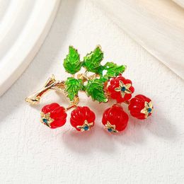 Designer Luxury Brooch Small Fresh and Sweet Persimmon Brooch Fashionable and Elegant High-end Clothing Accessories Fruit Pins Chinese Style Creative Corsage