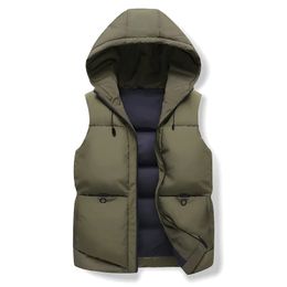 Men's Vests Autumn Men Solid Vest Jacket Warm Men's Outerwear Waistcoat Casual Vests Hooded Jacket Men's Sleeveless Jackets Plus Size 7XL 231005