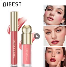 QIBEST 3 Colors Mirror Water Lip Gloss Transparent Glass Lip Oil And Face Blush Long-Lasting Pigment Cheek Tint Rouge Blusher