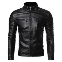 Men s Leather Faux Autumn Men Jacket Fashion Mens Vintage Casual Motorcycle Jackets Biker Zipper Pockets Coats 231005