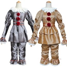 Cosplay Joker Costume Adult Horror Clown Costume Cosplay Pennywise Costume Halloween Jumpsuit Dress Horror Uniform For Boy Girl 231005