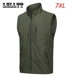 Men's Vests Spring Autumn Men Casual Cargo Vest Jackets Coat Mens Pockets Windproof Sleeveless Outdoor Outerwear Military Vest Plus Size 7XL 231005