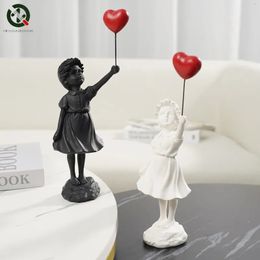 Decorative Objects Figurines Flying Balloon Girl Figurine Banksy Home Decor Modern Art Sculpture Resin Figure Craft Ornament Collectible Statue 231006