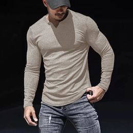 Men s Pants Men Fashion body building Long Sleeve T shirts V Neck Solid Casual Spring Autumn Tees Shirt Loose Tops Streetwear Tee shirt 231005