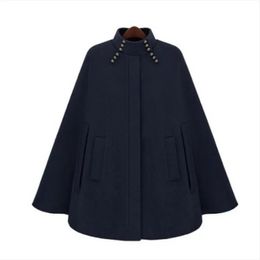 Women's Wool Blends Autumn and winter women's cheongsam collar cape coat loose trench 231006