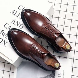 Dress Shoes Italian Leather Fashion For Men Pointed Formal Office 2023 Spring Party Luxury Oxford A42