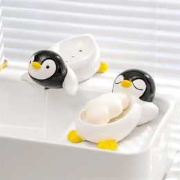 Soap Dishes Cartoon Cute Drain Soap Box No Water Soap Box Wash basin Drainage Shelf Ceramic Soap Dish Household 230926