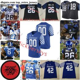 American College Football Wear Custom Kentucky Wildcats Football Jersey Chris Lewis Jeremy Flax John Young Moses Douglass JuTahn McClain Deondre Buford Luke Fulto