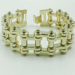 14 kt solid gold mens motorcycle bike chain bracelet2846