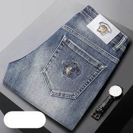 New JEANS Pants pant Men's trousers Stretch Autumn winter DDicon Embroidered close-fitting jeans cotton slacks washed straight business casual CQ8259