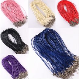 100Pcs lot Leather Chains necklace Pendant Charms With Lobster Clasp DIY Jewelry Making Findings String Cord 1 5 mm279e