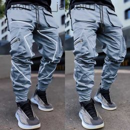 Men's Pants Men Gym Fitness Jogging Pants Sports Trousers Hip Pop Skinny Reflective Joggers Running Training Track Sweatpants Sport Bottoms J231006