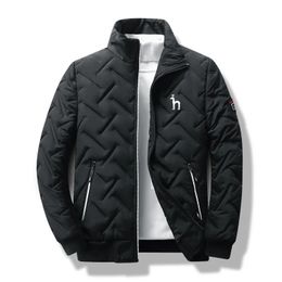 Men's Down Parkas Autumn and Winter 2023 HAZZYS Cotton Plush Jacket Baseball Collar Wind proof Waterproof Checker Diamond 231005