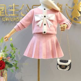 Clothing Sets New Girls' Autumn Clothes Japanese Korean Knitted Skirt Suit Kids Outfit Baby Girl Sweater+ Short Skirt Student School Uniform 230927