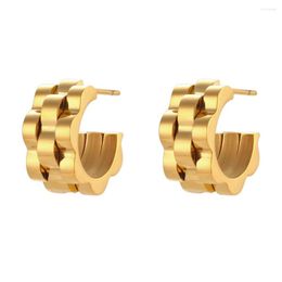 Hoop Earrings Arrival INS Personality Stainless Steel 18K Gold Plated Strap C Hip Hop Link Chain Circle