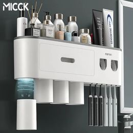 Toothbrush Holders MICCK Wall Toothbrush Holder Bathroom Organizer And Storage Toothbrush Holder For Bathroom Toothpaste Dispenser Home Accessories 231005