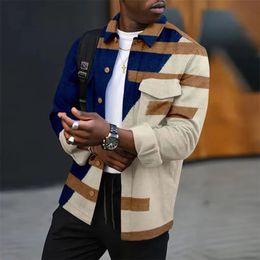 Men's Jackets Vintage Windbreaker Men Jackets Stripe Autumn Winter Fashion Loose Lapel Coats Outerwear Long Sleeve Button Jacket Man Y2k 231005