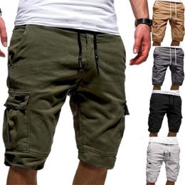 Men's Jeans Solid Color Cargo Shorts Men 2021 Mens Casual Male Loose Work Man Drawstring Fifth Pants Plus Size1279c