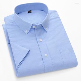 Men's Casual Shirts Brand Oxford Shirt Men 2023 Summer Short Sleeve Pure Cotton Business Mens Solid Color Fashion Clothes