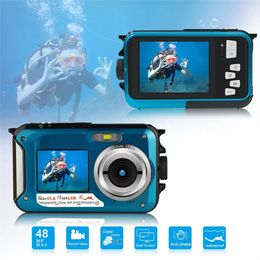 Camcorders Waterproof AntiShake Digital Camera 27inch Dual Screen Underwater HD 48MP 4K30FPS Selfie Video Recorder Action 231006