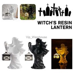 Table Lamps Halloween Ghost Witch Messenger With Lantern Ghost Statue Ornament Decor Lights Witch's Resin Lantern YQ231006