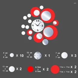 Wall Stickers Circles Acrylic Mirror Modern Style Clock Removable Decal Art Sticker Decor 32CC