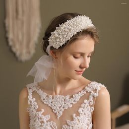 Hair Clips Beading Bridal Hairband Pearl Headdress Wedding Makeup Po Full Handmade Accessories Styling Dress