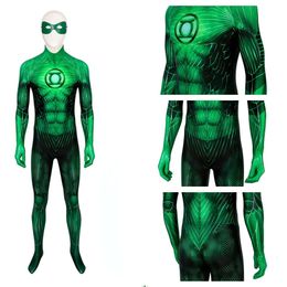 Man Green Zentai Cosplay Lantern Costume Adult Men Cosplay Bodysuit Zentai Suit Green Jumpsuit with Eye Maskcosplay