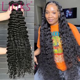 Lace Wigs Links Brazilian Human Hair Weave Bundles 3 4 loose deep Wave 28 30 40 Inch Wholesale Vendor Remy curly 231006