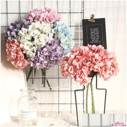 Decorative Flowers Wreaths Hydrangea Simation Cloth Artificial Flower Bouquet Ornaments Birthday Party Fake Decoration Accessories Dro Dhblm