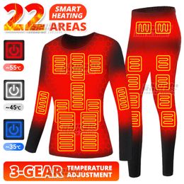 Areas Heated Thermal Underwear Winter Heating Jacket Skiwear Warm Autumn Top Pants Usb Electric Clothing