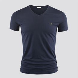 Men's T-Shirts T Shirt High quality pure cotton Tees & Polos comfortable crew V neck Men Women Three-dimensional metal triang322H