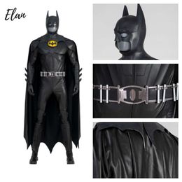 New Black Bruce Bat Cosplay Costume Movie Flash Bat Cosplay Suit Keaton Bat Costume Suit and Cape Mask Man Halloween Masqueradecosplay