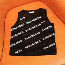 Mektup Spor Yelek Örgü Üstler Kadın Tişörtleri Yaz Kolsuz Tasarım Yoga Tshirts Lady243y için Örgü Sweaters