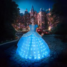 Girl's Dresses Uporpor Girls Cosplay LED Dress Up Clothes for Girls Christmas Halloween Party Princess Costume Kids Birthday Gown 231005