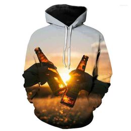 Men's Hoodies 3D Printed Cool Beer Sweatshirt Fashion Women Men Streetwear Boy Teenager Hip-Hop Pullover Hoodie Coat