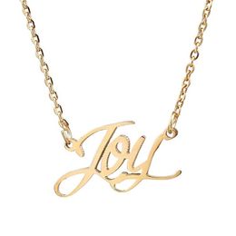 Pendant Necklaces Joy Name Necklace Personalised Stainless Steel Women Choker 18k Gold Plated Alphabet Letter Jewellery Friends Gift3325